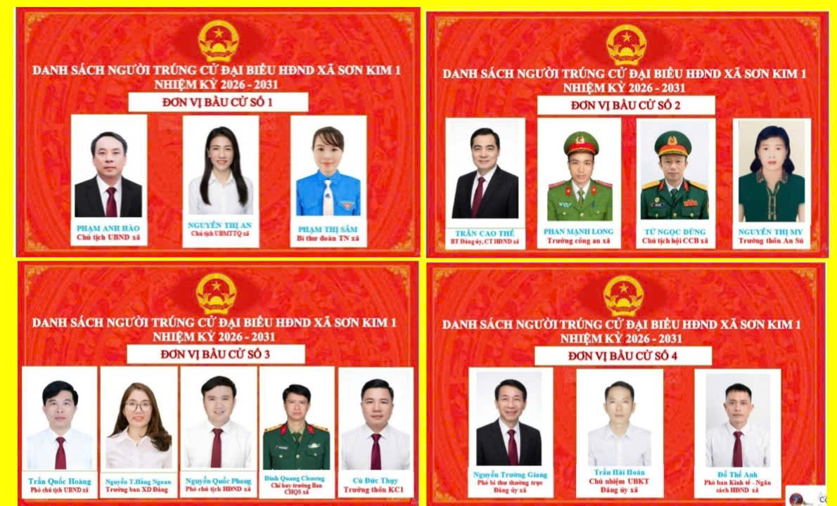XÃ SƠN KIM 1 CÔNG BỐ DANH SÁCH NHỮNG NGƯỜI TRÚNG CỬ ĐẠI BIỂU HĐND XÃ KHÓA XXI, NHIỆM KỲ 2026 - 2031
