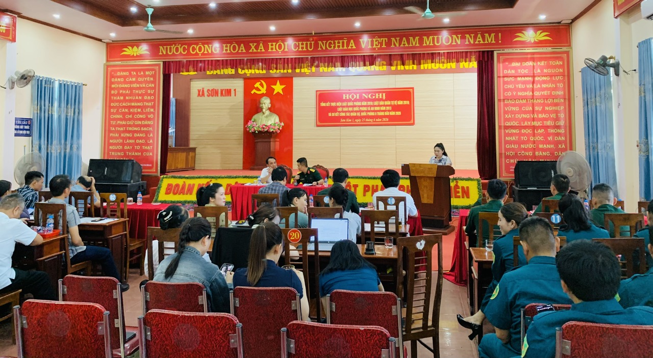 XÃ SƠN KIM 1 TỔ CHỨC HỘI NGHỊ TỔNG KẾT THI HÀNH CÁC LUẬT VỀ QUỐC PHÒNG, QUÂN SỰ VÀ SƠ KẾT CÔNG TÁC QUÂN SỰ, QUỐC PHÒNG 6 THÁNG ĐẦU NĂM 2026