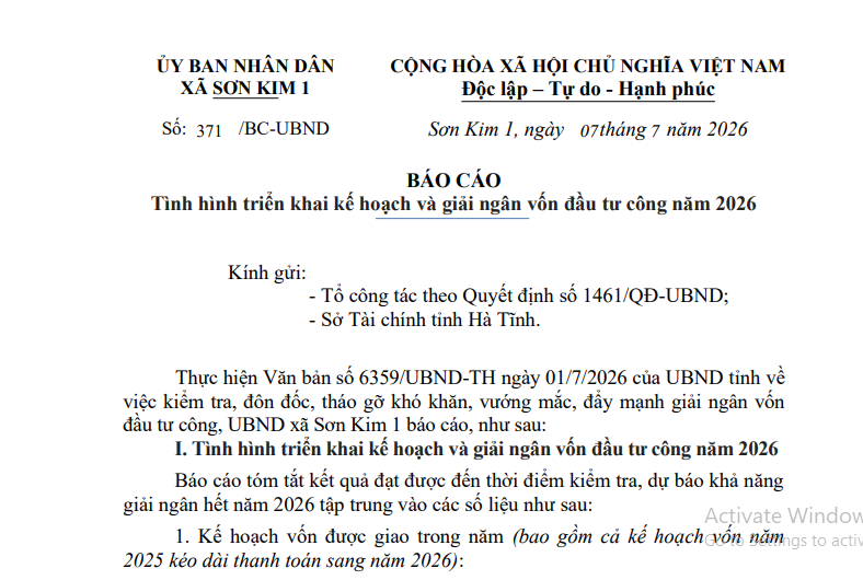 Báo cáo Tình hình triển khai kế hoạch và giải ngân vốn đầu tư công năm 2026