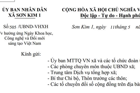 Công văn hưởng ứng Ngày Khoa học, Công nghệ và Đổi mới sáng tạo Việt Nam