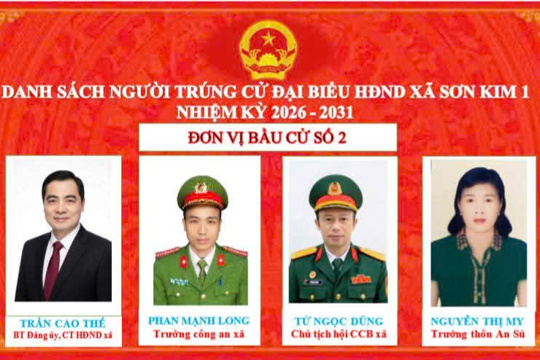 UBND xã Sơn Kim 1 công bố danh sách những người trúng cử Đại biểu HĐND xã khóa XXI, nhiệm kỳ 2026 - 2031 