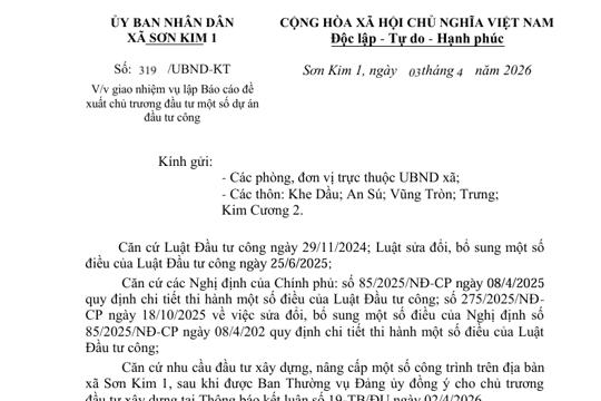 Công văn giao nhiệm vụ lập Báo cáo đề xuất chủ trương đầu tư một số dự án  đầu tư công 