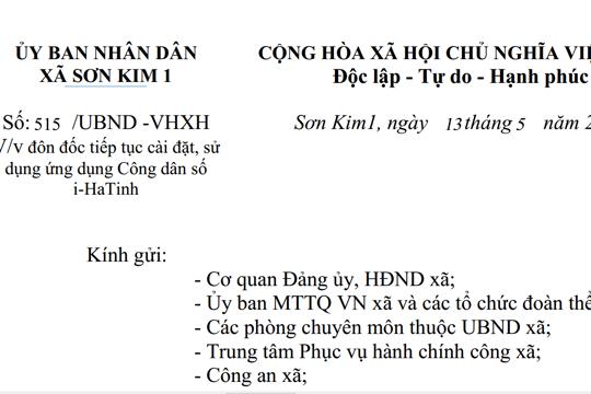 Công văn đôn đốc tiếp tục cài đặt, sử dụng ứng dụng Công dân số i-HaTinh 