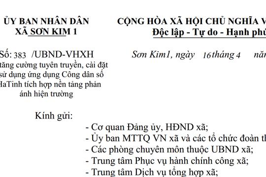 Công văn tăng cường tuyên truyền, cài đặt và sử dụng ứng dụng Công dân số i-HaTinh tích hợp nền tảng phản ánh hiện trường