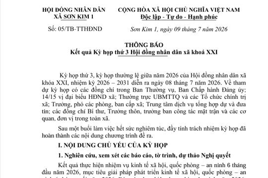 Thông báo Kết quả Kỳ họp thứ 3 Hội đồng nhân dân xã khoá XXI