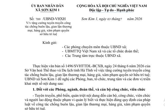 Công văn  tăng cường tuyên truyền công tác chống buôn lậu, gian lận thương mại, hàng giả, xâm phạm quyền  sở hữu trí tuệ 