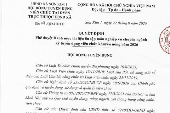Quyết định phê duyệt Danh mục tài liệu ôn tập môn nghiệp vụ chuyên ngành kỳ tuyển dụng viên chức khuyến nông năm 2026