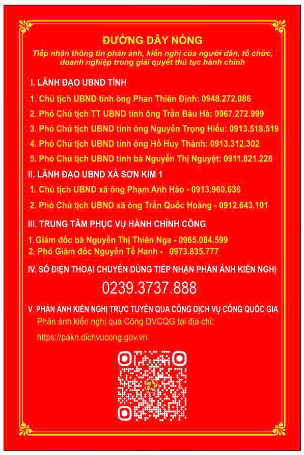 Công khai Đường dây nóng tiếp nhận thông tin phản ánh, kiến nghị trong giải quyết thủ tục hành chính