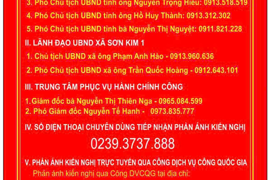 Công khai Đường dây nóng tiếp nhận thông tin phản ánh, kiến nghị trong giải quyết thủ tục hành chính